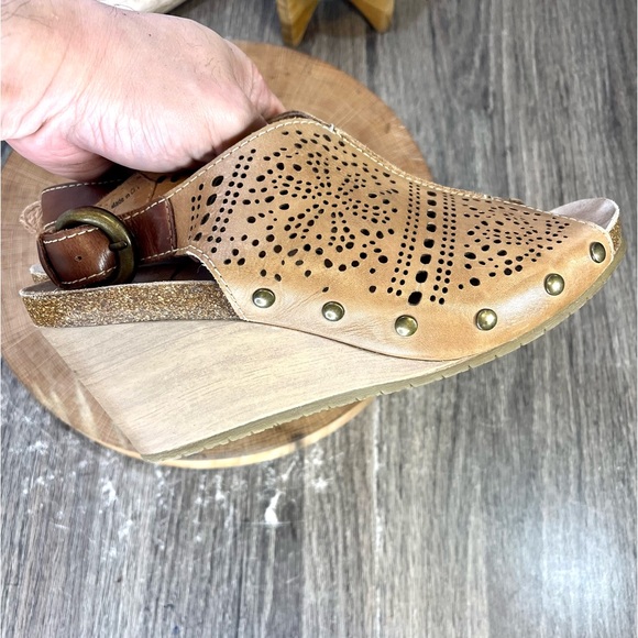 Pikolinos | Benissa Perforated Leather Wedge Peep Toe Sling Back Sandals Size 39 - Picture 9 of 12